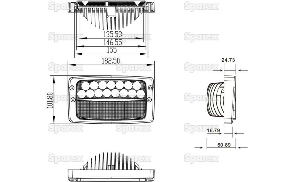 Faro da lavoro LED rettangolare, Class 3, 5400 Lumen, 10-30V - 3